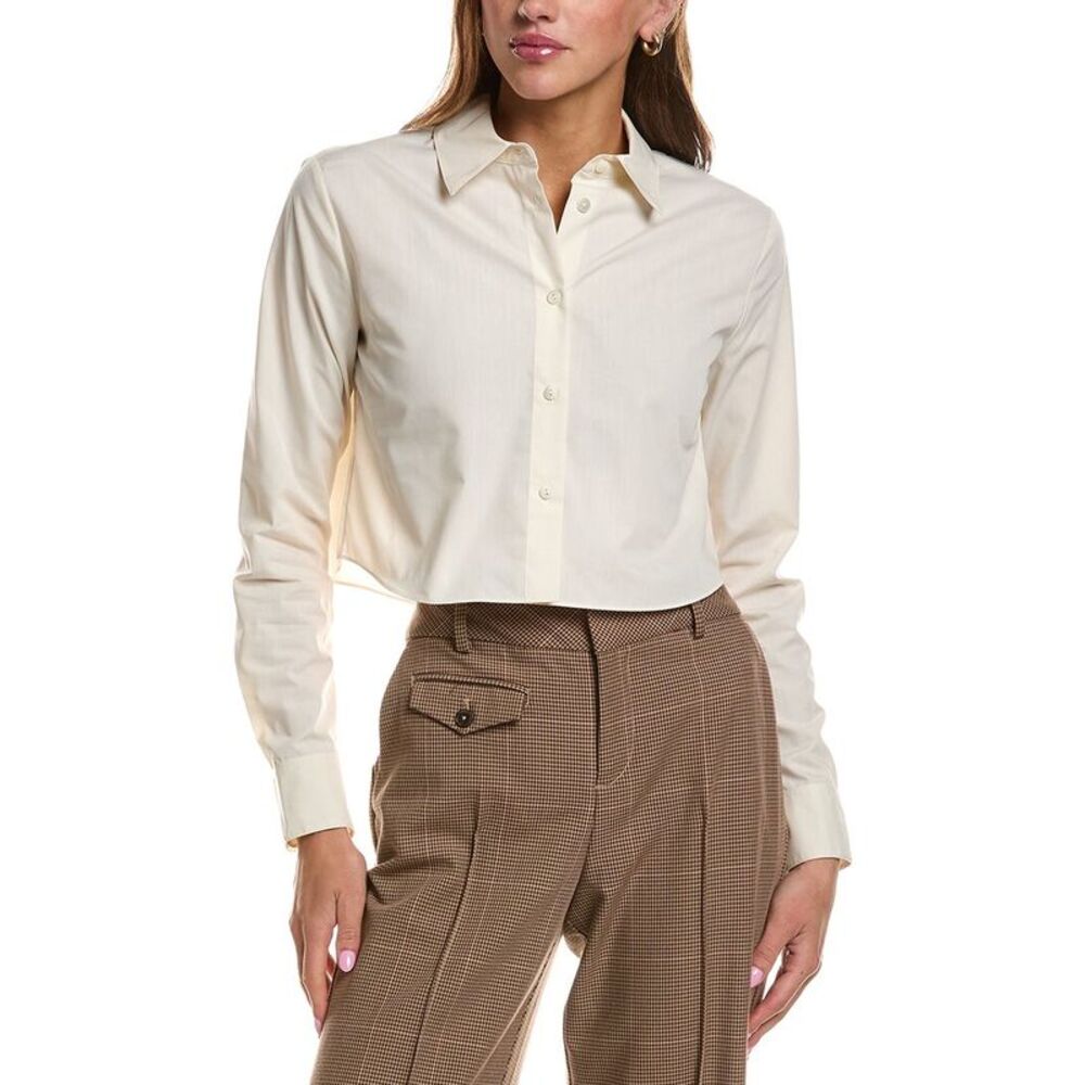 Theory Womens Crop Classic Shirt, White